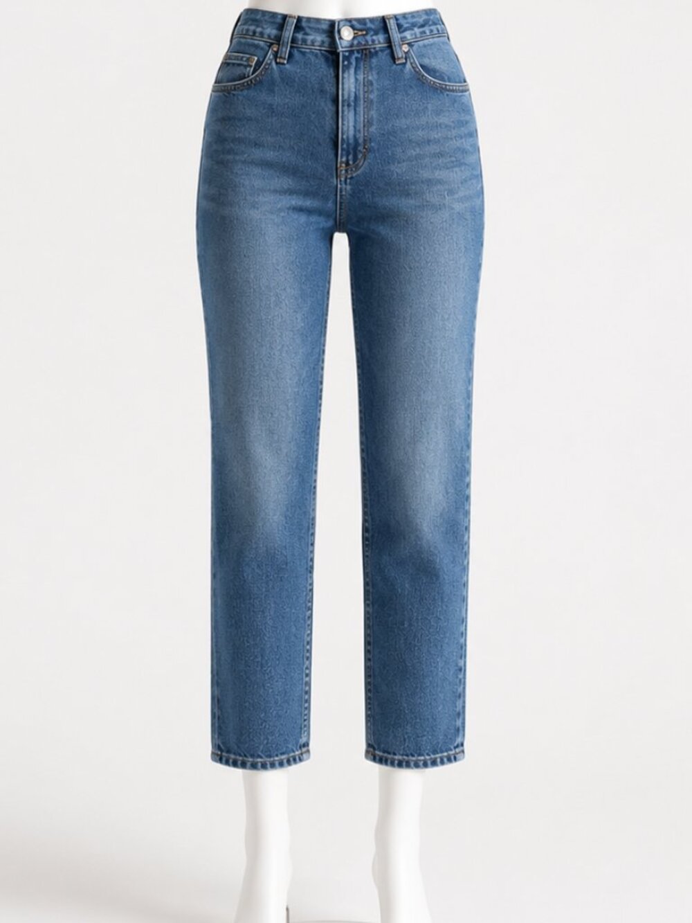 Zara cropped ankle High-Rise Straight Jeans